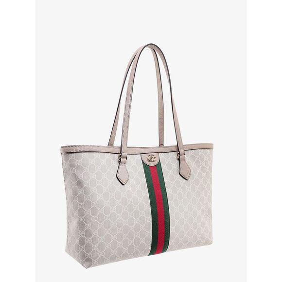 Gucci Women Gg Supreme Fabric And Leather Shoulder Bag With Frontal Web Band - Picture 3 of 5